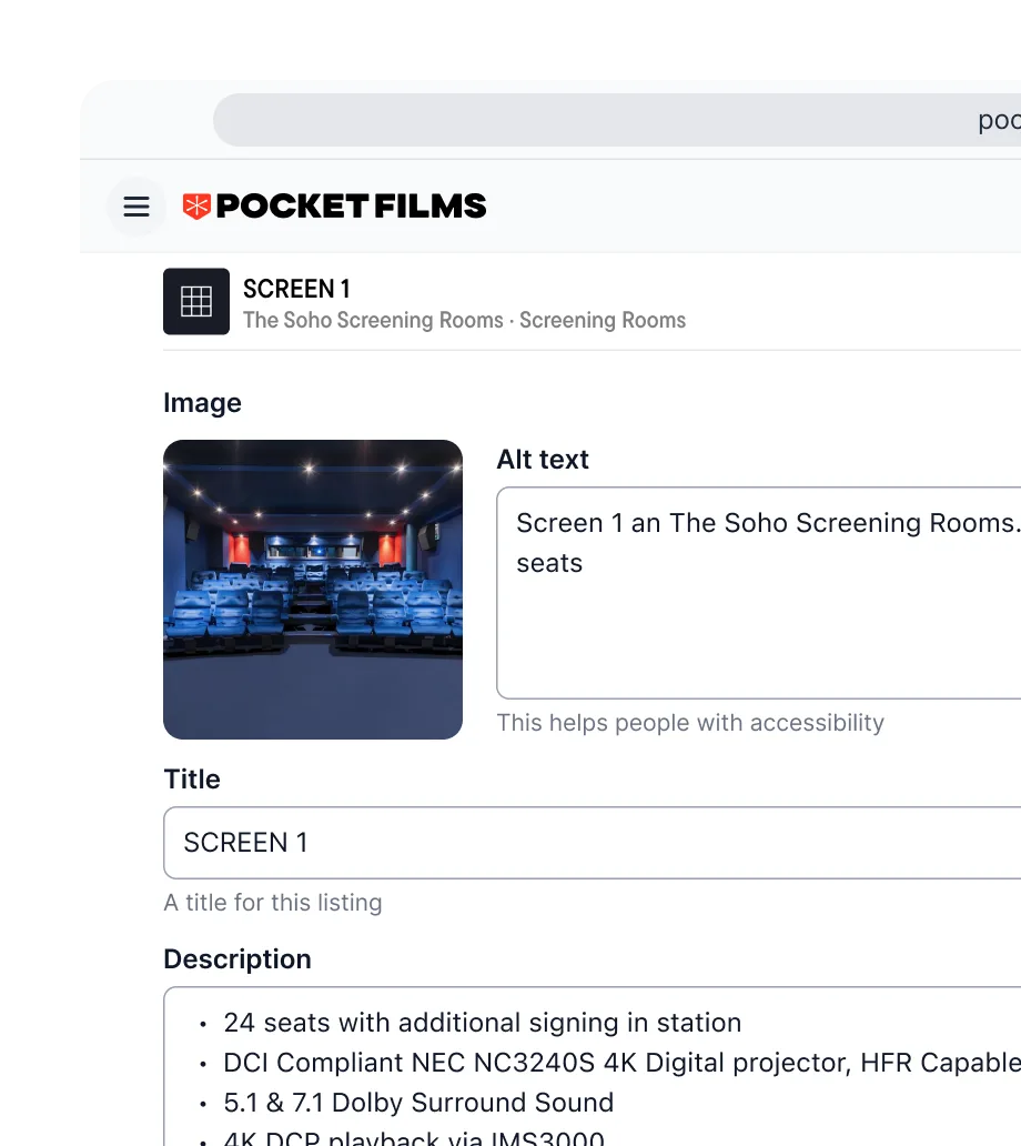 Pocket Films provider web app